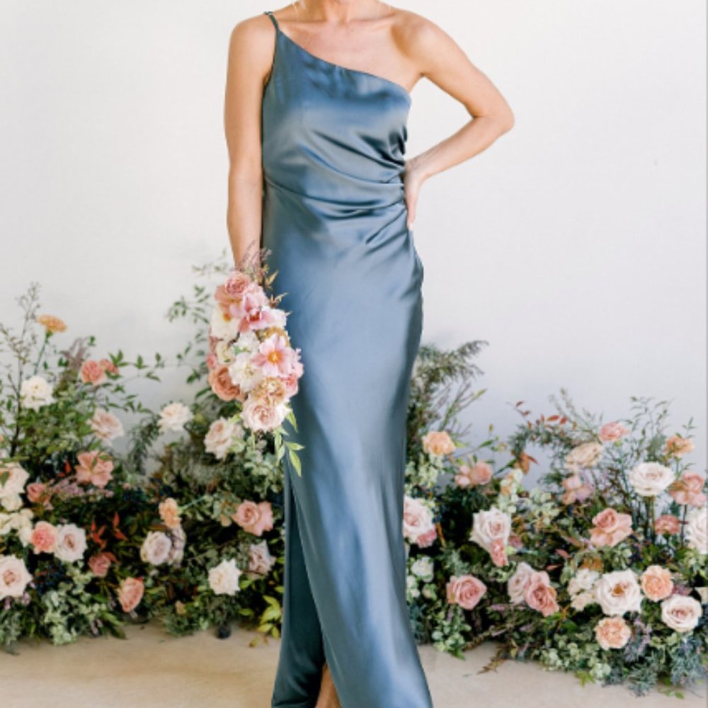 BLACK Satin Revelry Jade Dress 4P